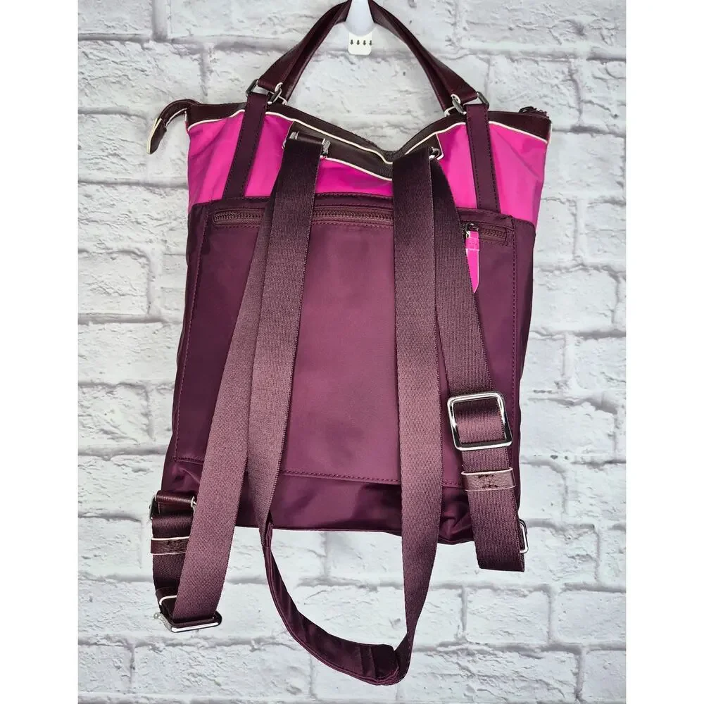 Cole Haan Nylon Convertible Backpack & Crossbody Travel Set Pink Purple - Picture 6 of 16